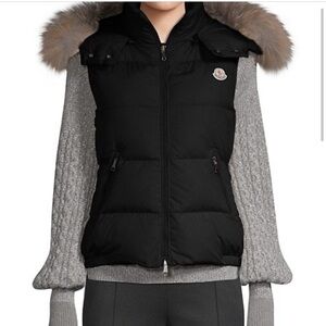 Moncler Gallinule Detachable real Fur-Trim Hood Vest